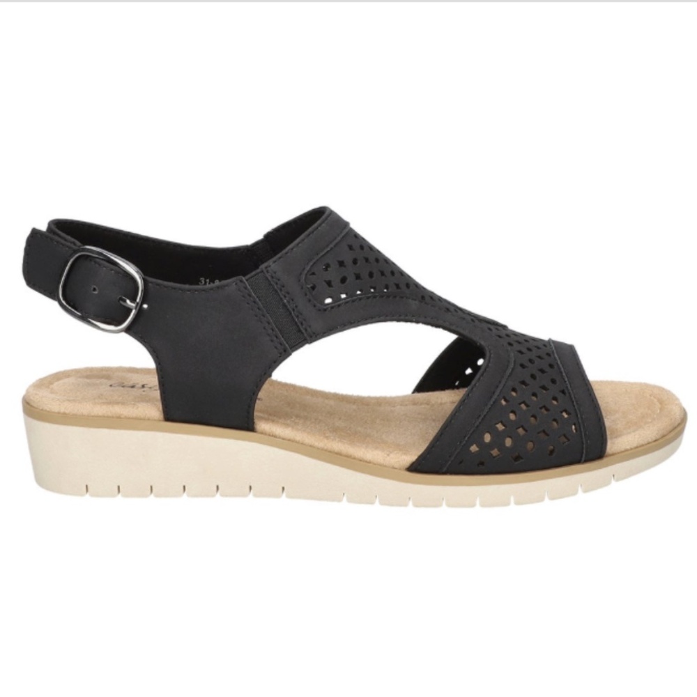 Easy Street Women's Alba Comfort Wedge Sandals - Black size 6 Narrow